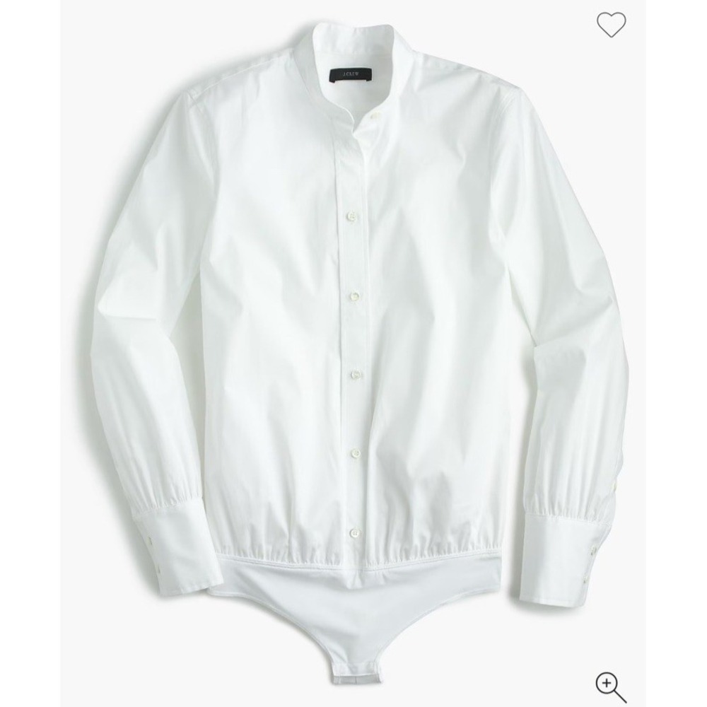 Women's J crew Perfect Stretch Bodysuit Button Down White Size 14 Women Snap